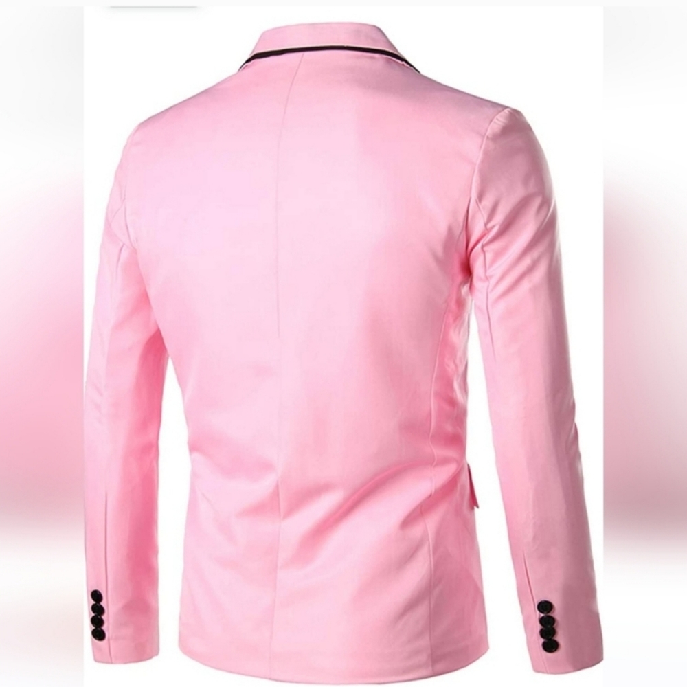 Cloudstyle Mens Casual Slim Fit Suit Jacket (Pink) - Picture 2 of 14